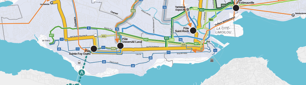 Carte du réseau du service intermédiaire implanté graduellement d’ici 2026