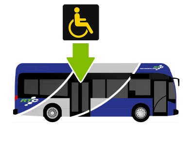 Midibus - montée des fauteuils roulants par la porte arrière
