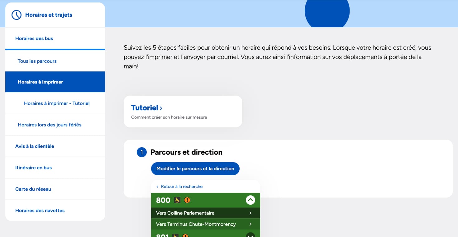 Étape 1 Sélectionner un parcours et une direction.