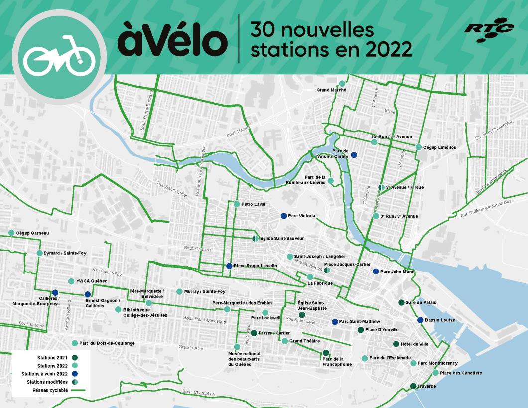 àVélo - carte des stations 2022
