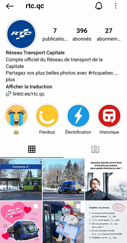 Page Instagram du RTC