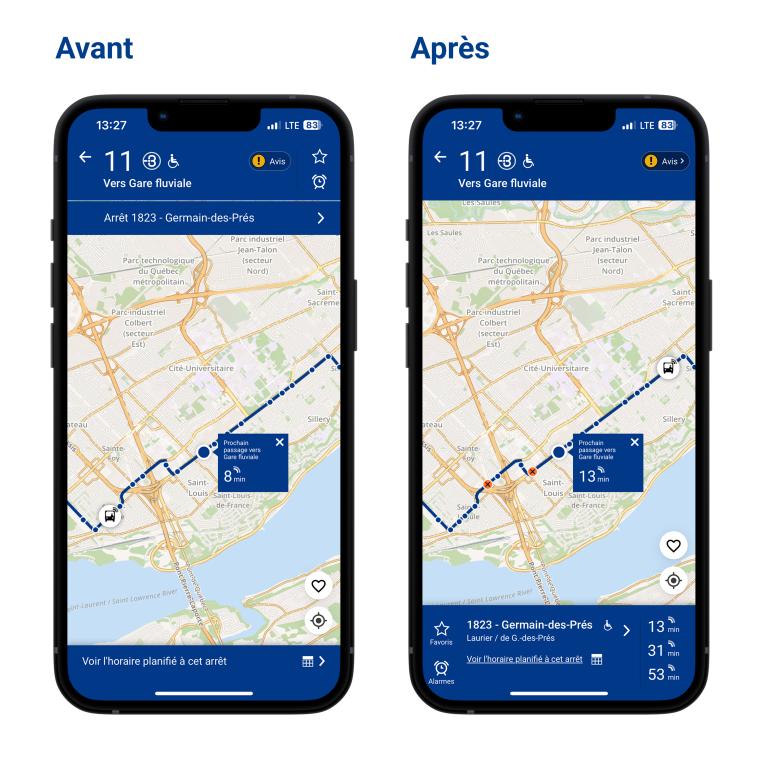 Représentation des changements apportées à l'application RTC Nomade temps réel